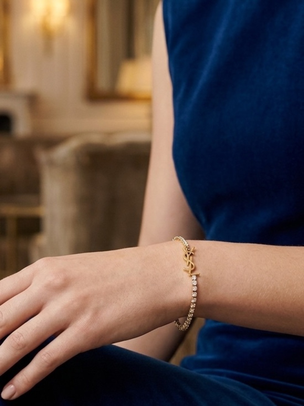 YSL Tennis Bracelet with Crystal Accents